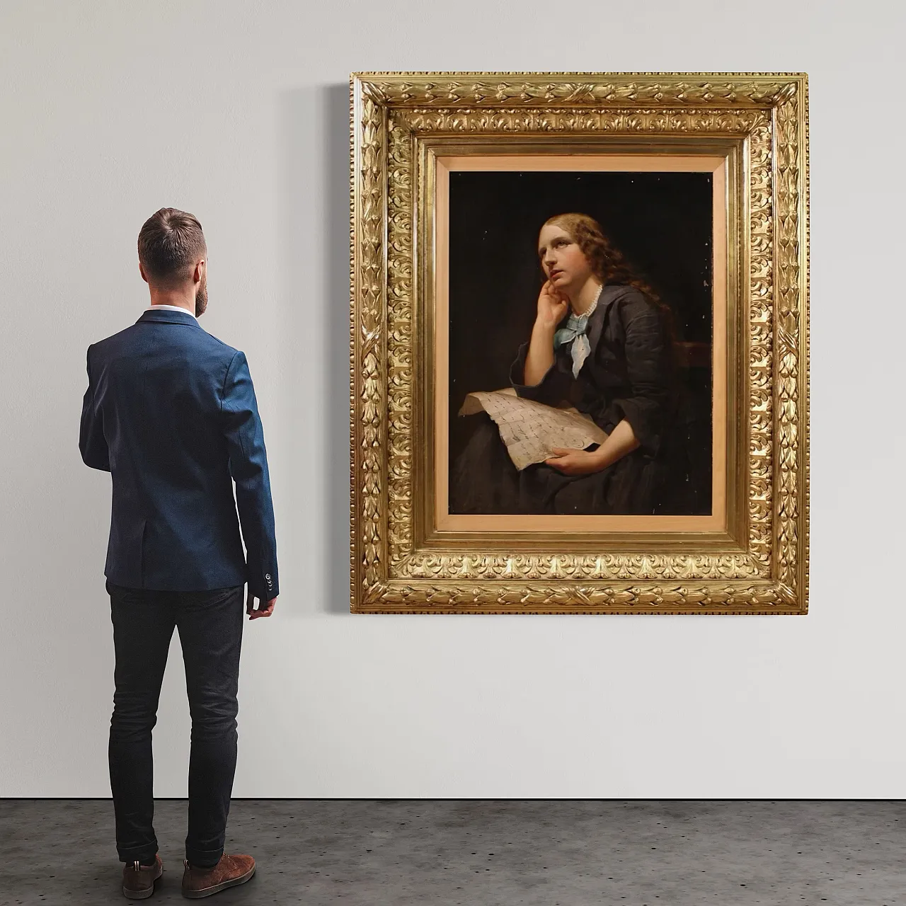 Portrait of a lady, oil on canvas 19th century 3