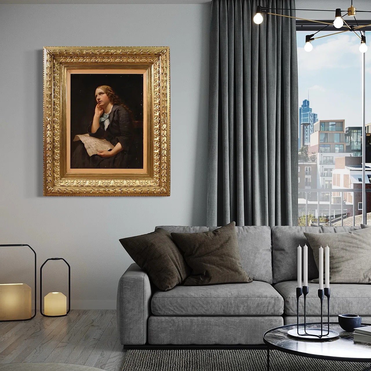 Portrait of a lady, oil on canvas 19th century 5