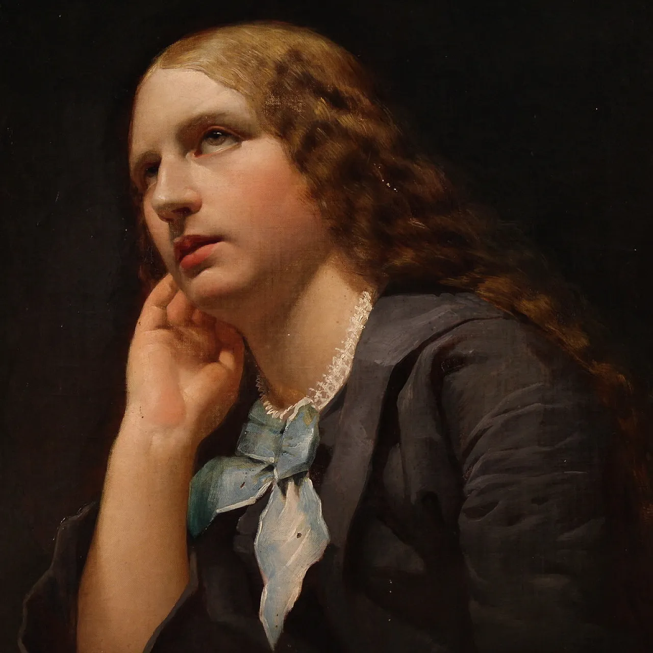 Portrait of a lady, oil on canvas 19th century 6