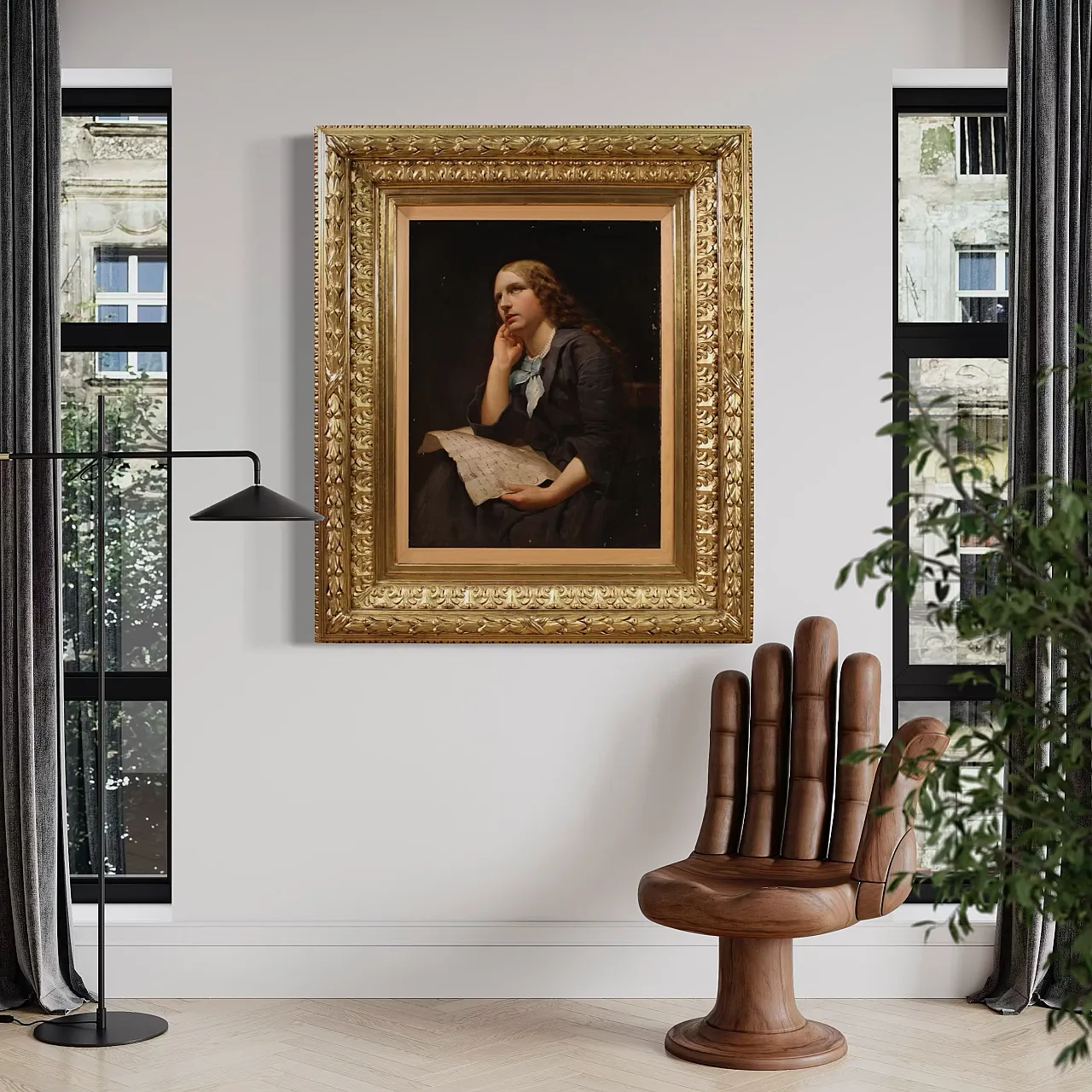 Portrait of a lady, oil on canvas 19th century 7