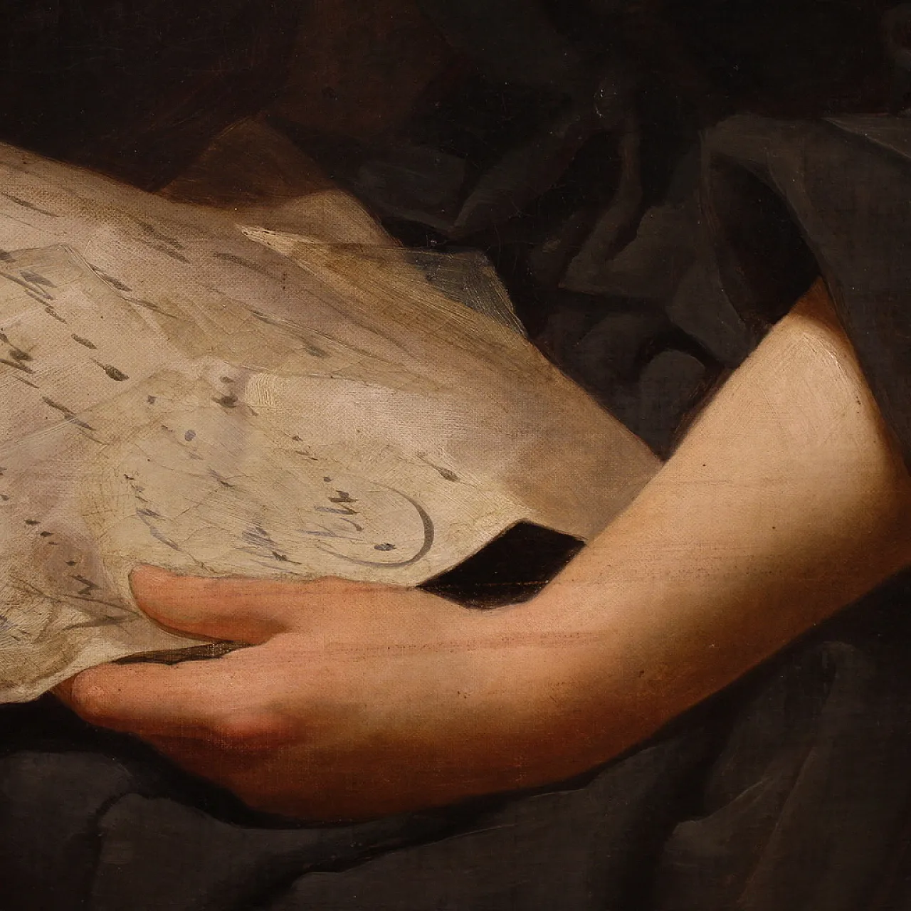 Portrait of a lady, oil on canvas 19th century 8