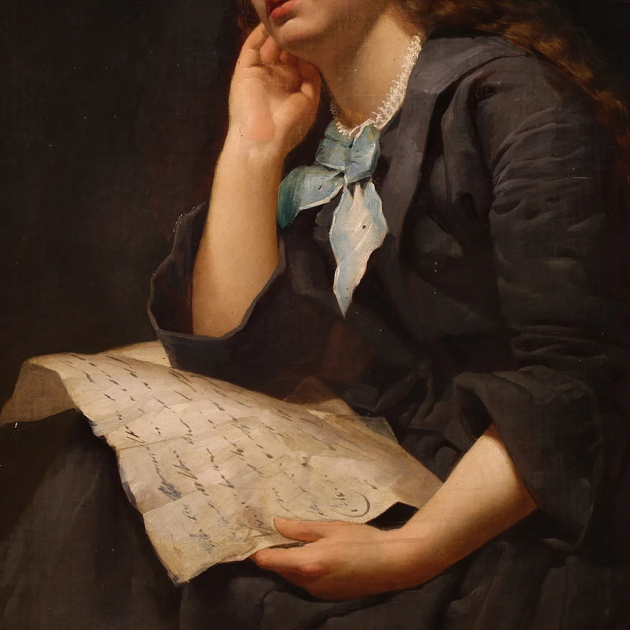Portrait of a lady, oil on canvas 19th century 12