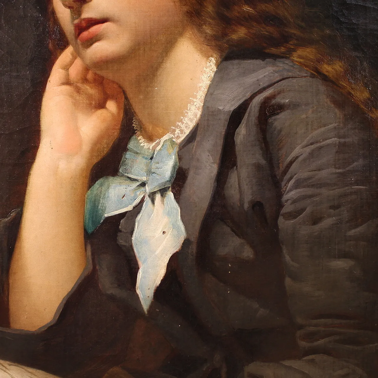 Portrait of a lady, oil on canvas 19th century 15