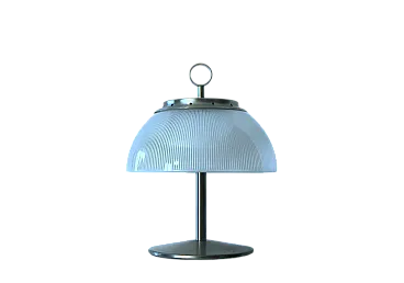 Lampada da tavolo di Gaetano Missaglia in bronzo e cristallo, anni '60