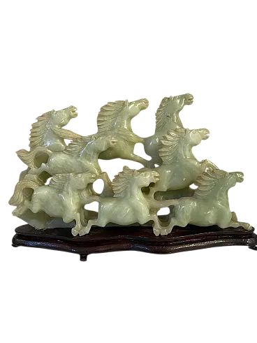 Gruppo in giada, cavalli al galoppo, '800