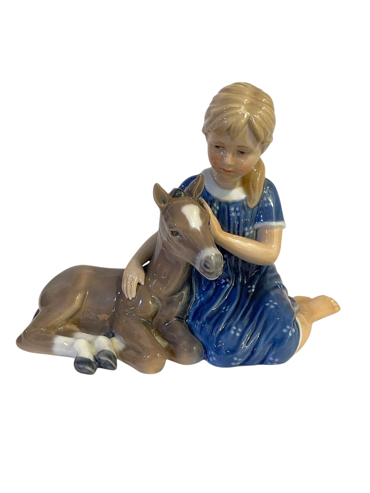 Ceramic Figurine, Royal Copenhagen, Girl with Donkey, 20th Century 9