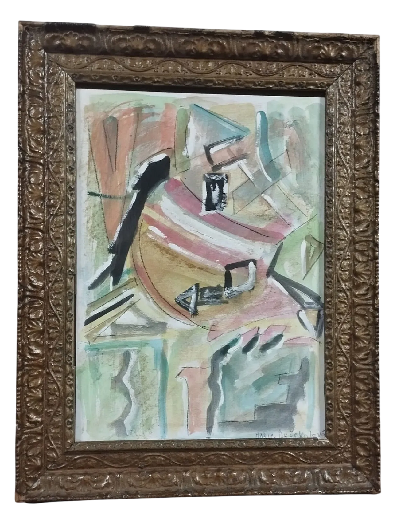 Abstract mixed technique painting by Dočekalová-Syslová, 20th century 12