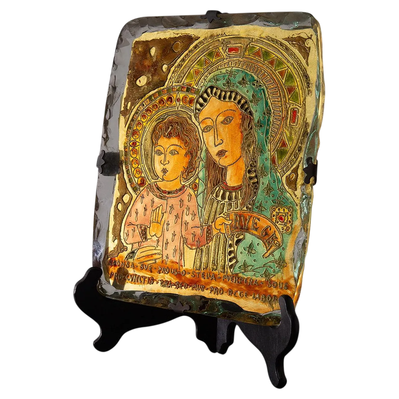 Madonna and Child wall panel in art glass by Fontana Arte, 1940s 11