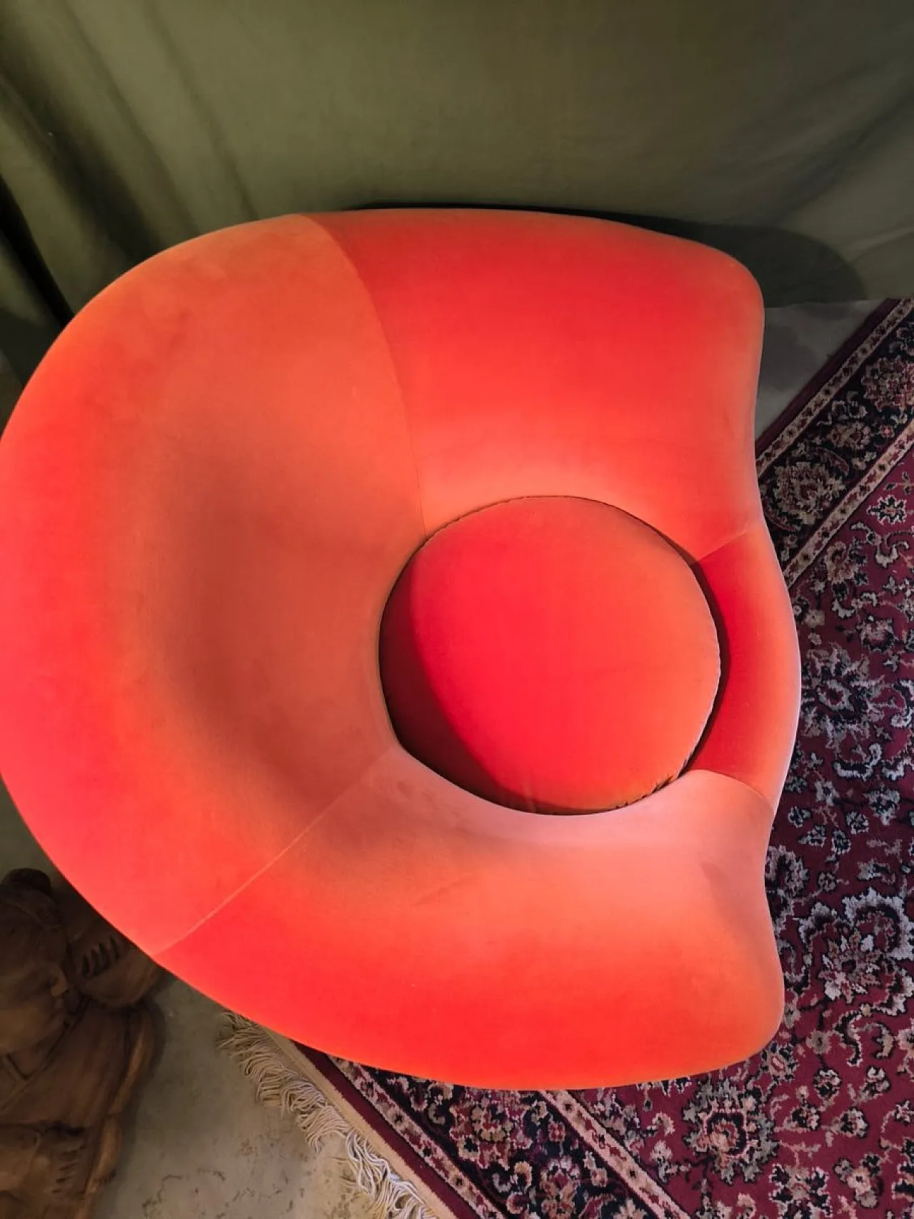 Round orange armchair, 1970s 2