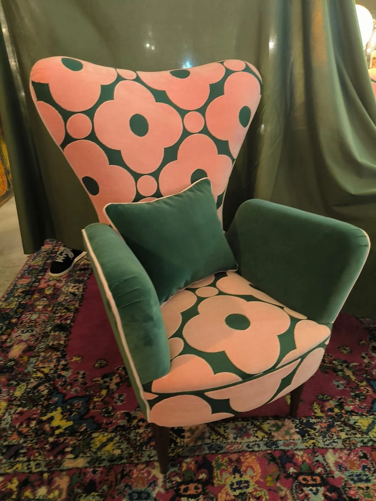 Pair of patterned armchairs, 1950s 1