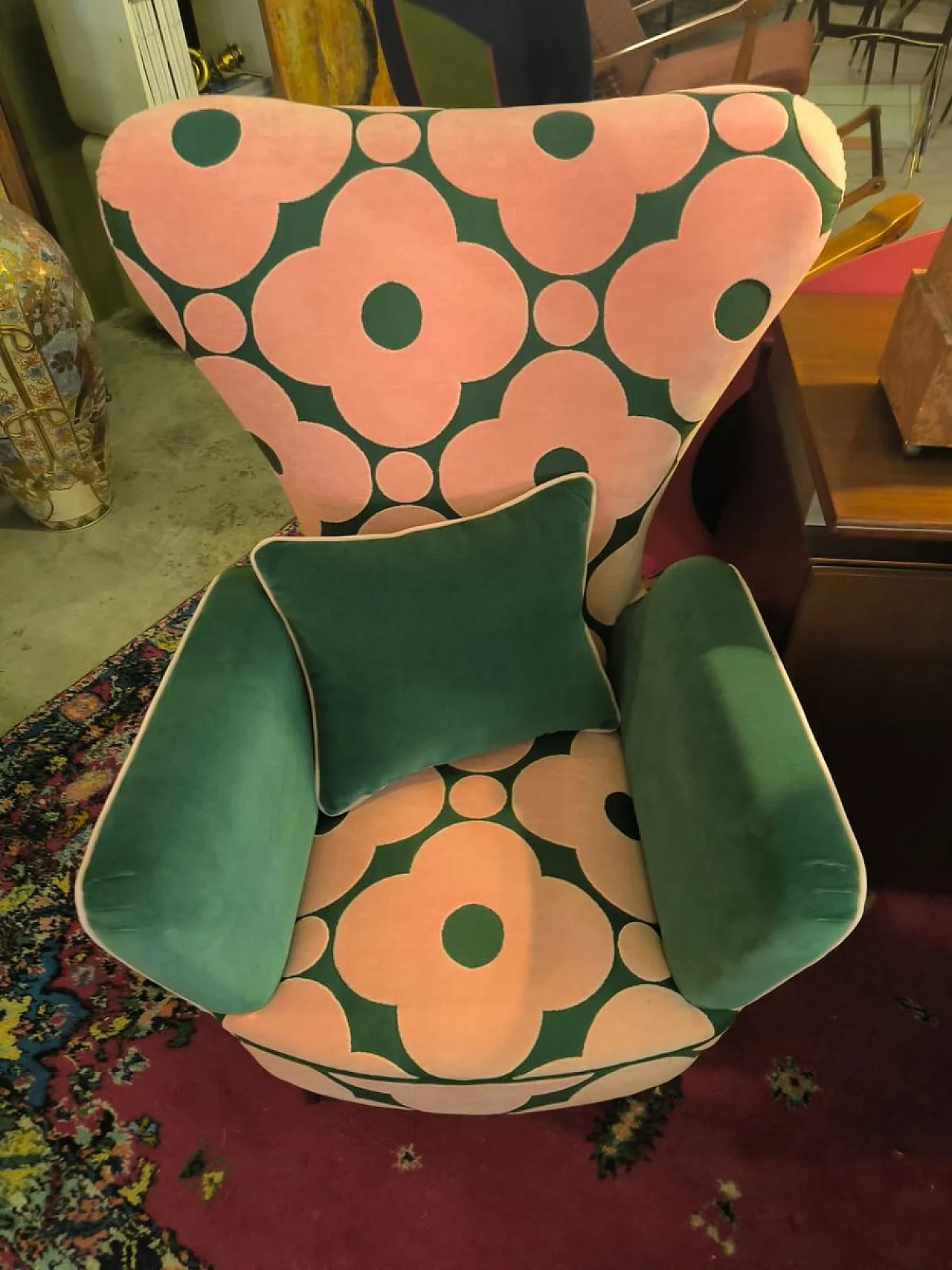 Pair of patterned armchairs, 1950s 5