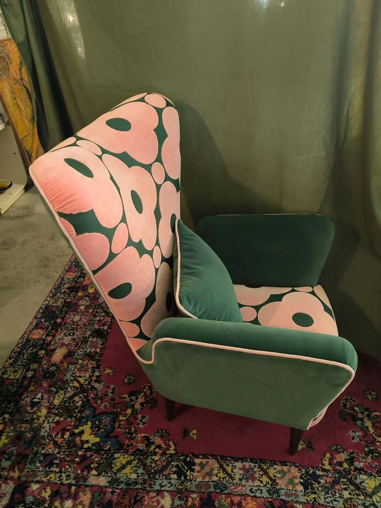 Pair of patterned armchairs, 1950s 6