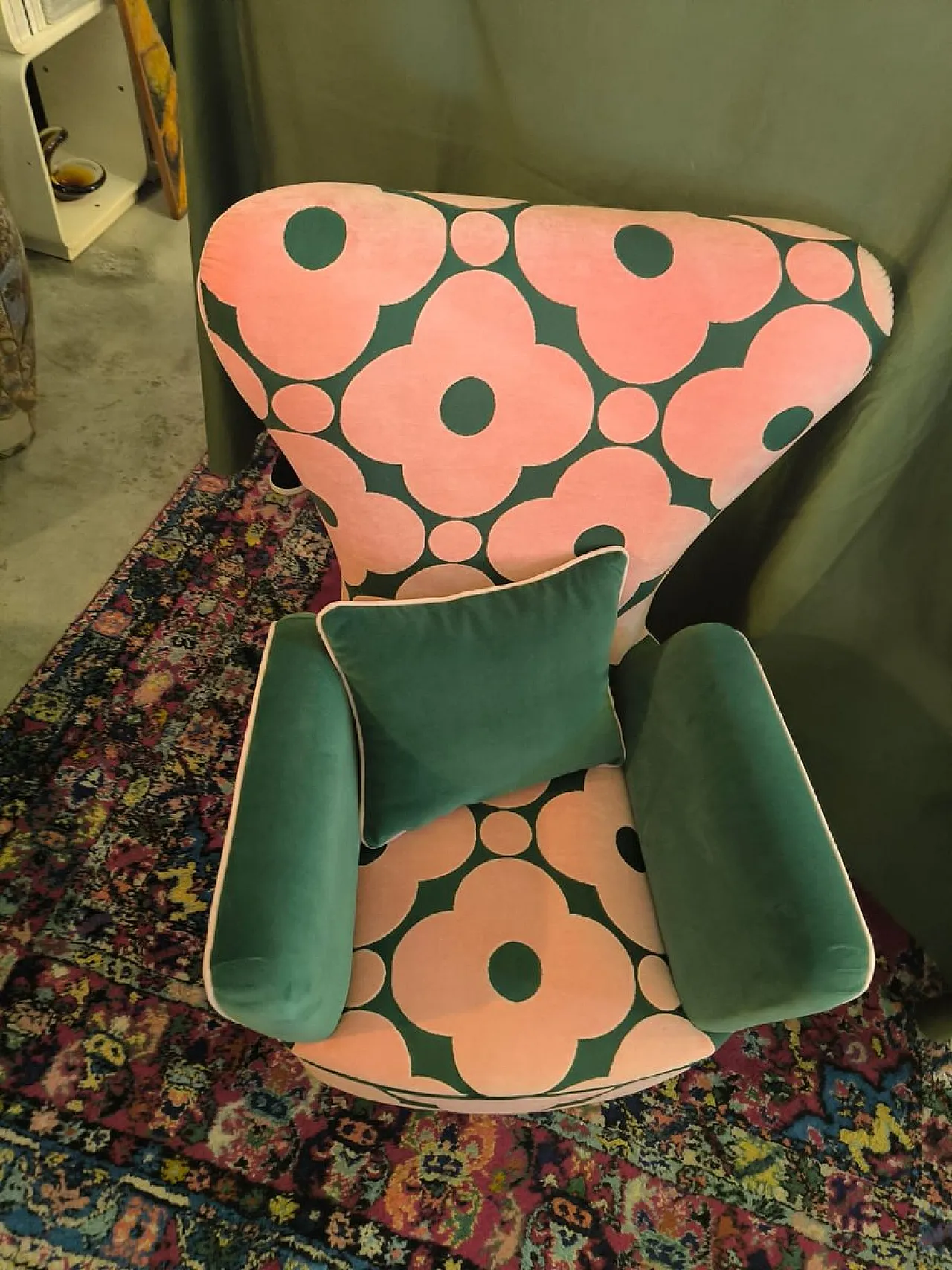 Pair of patterned armchairs, 1950s 12