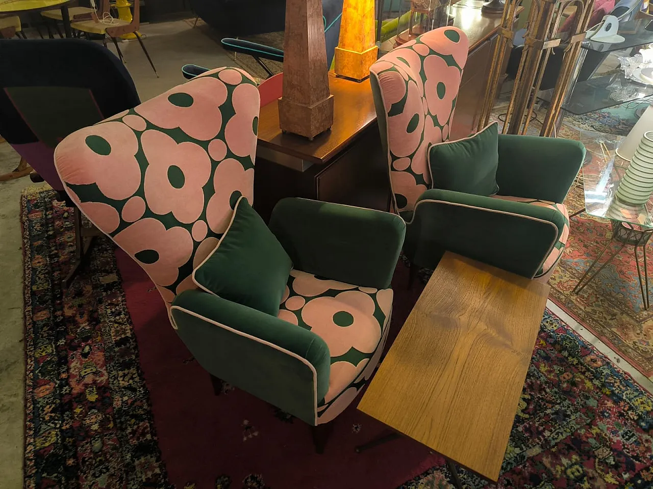 Pair of patterned armchairs, 1950s 13