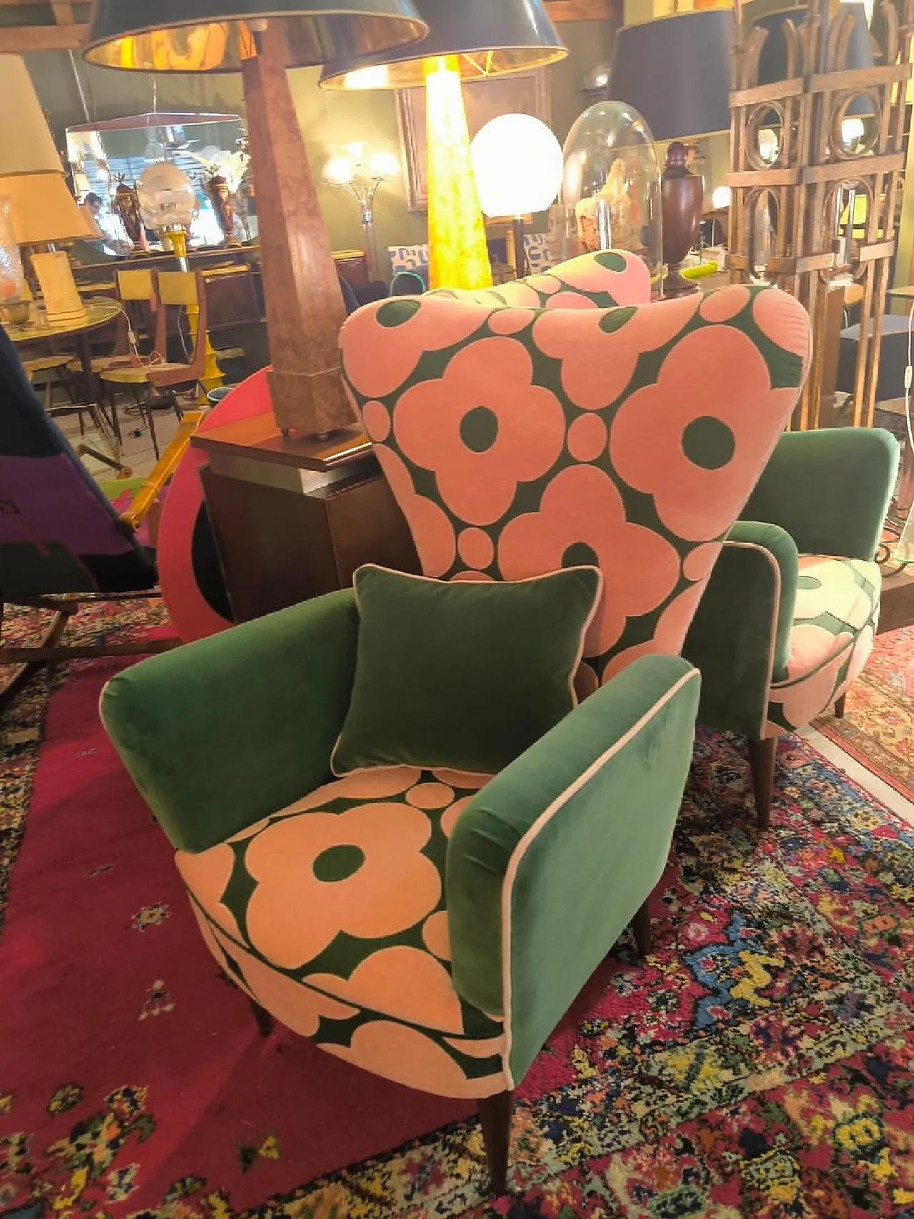Pair of patterned armchairs, 1950s 14