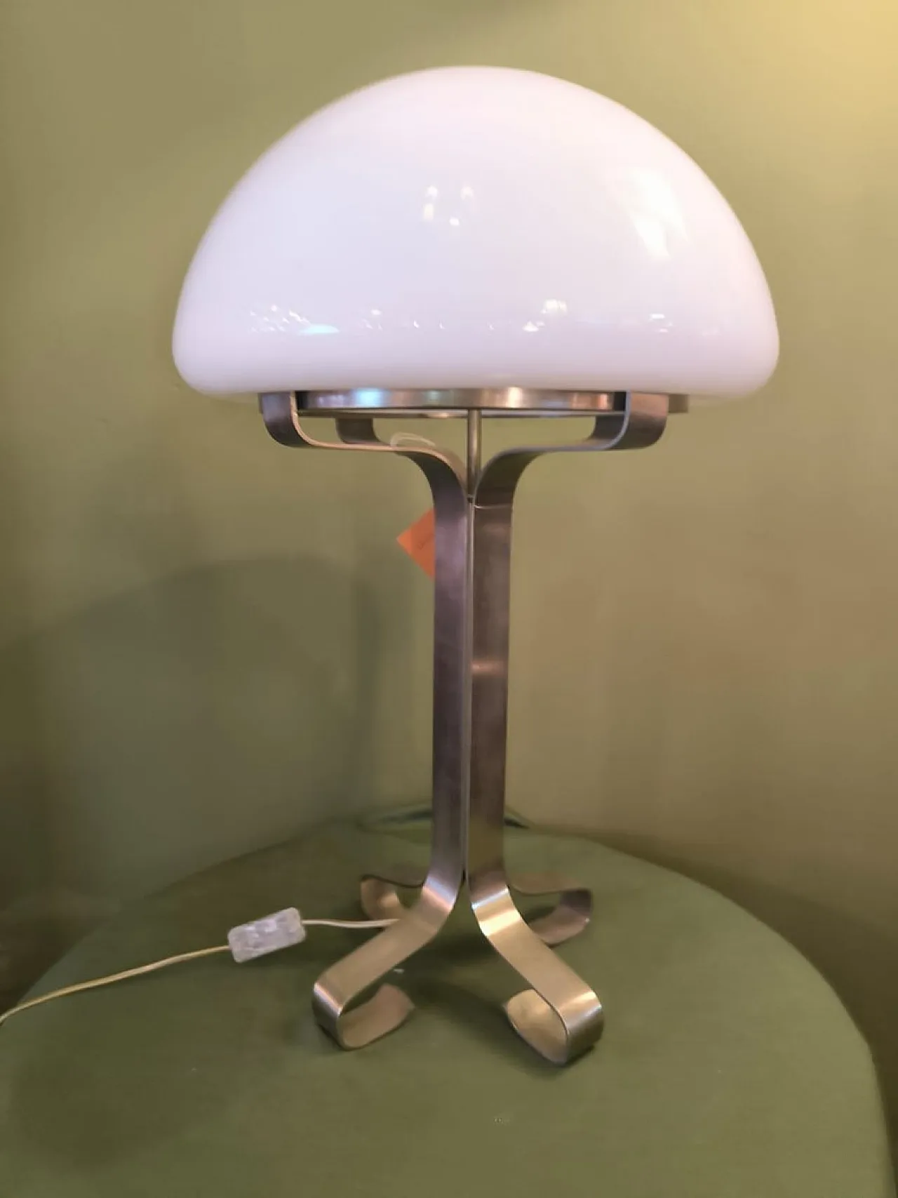 Steel and opal glass lamp, 1970s 1