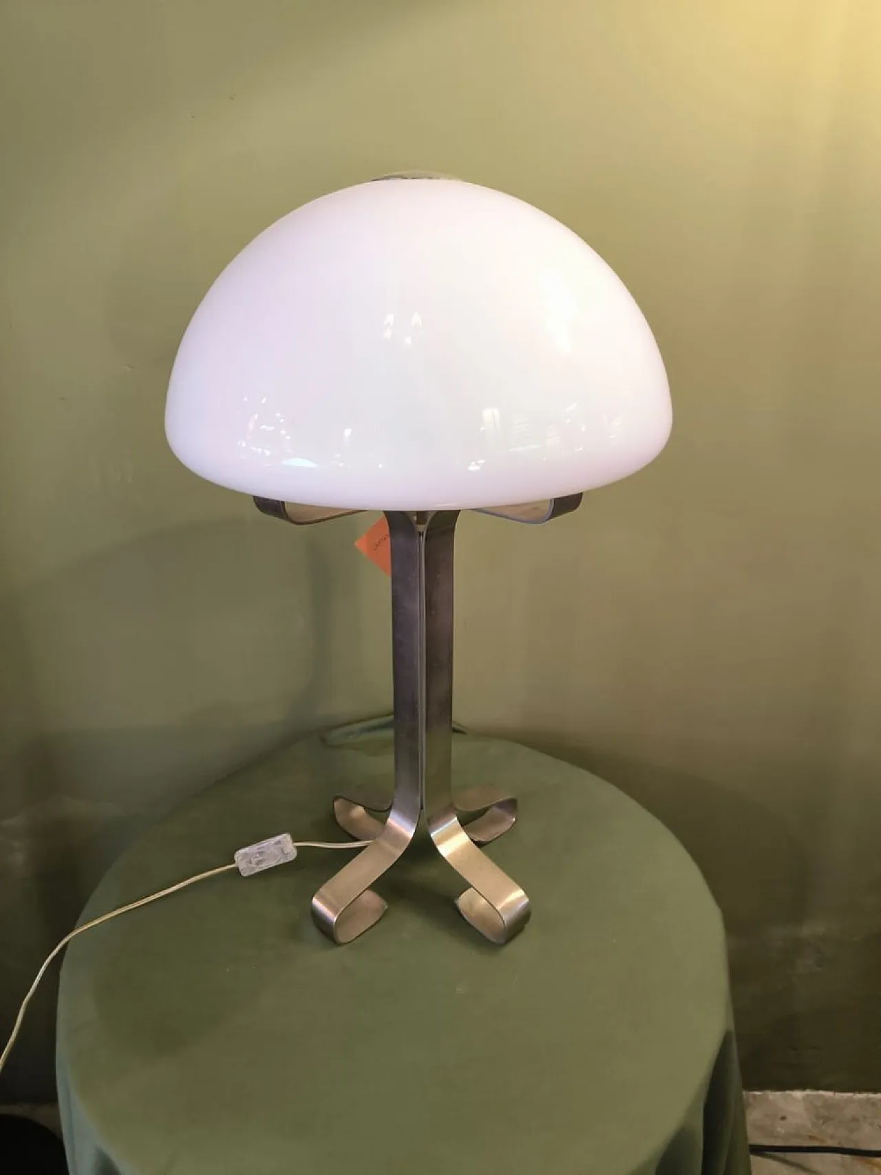 Steel and opal glass lamp, 1970s 2