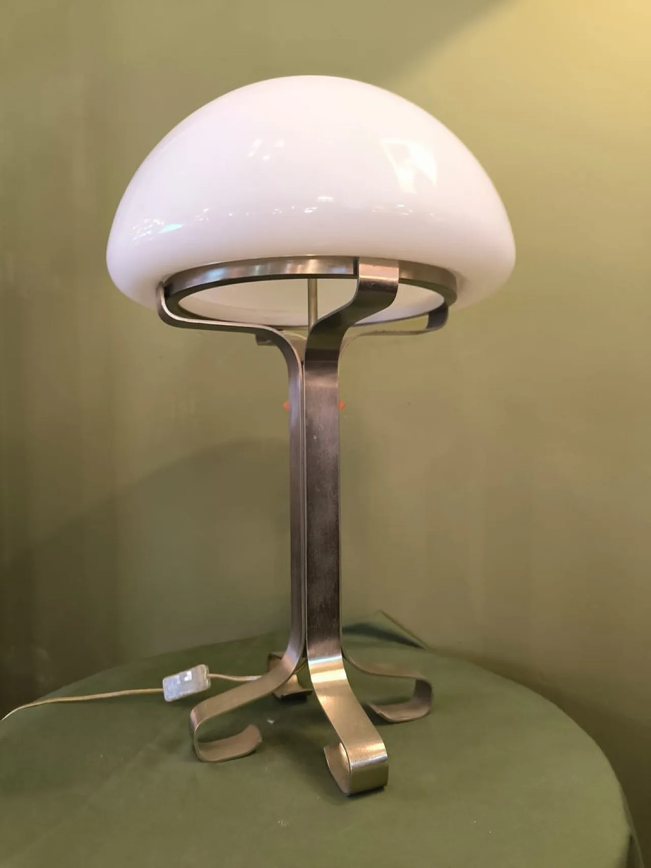 Steel and opal glass lamp, 1970s 6