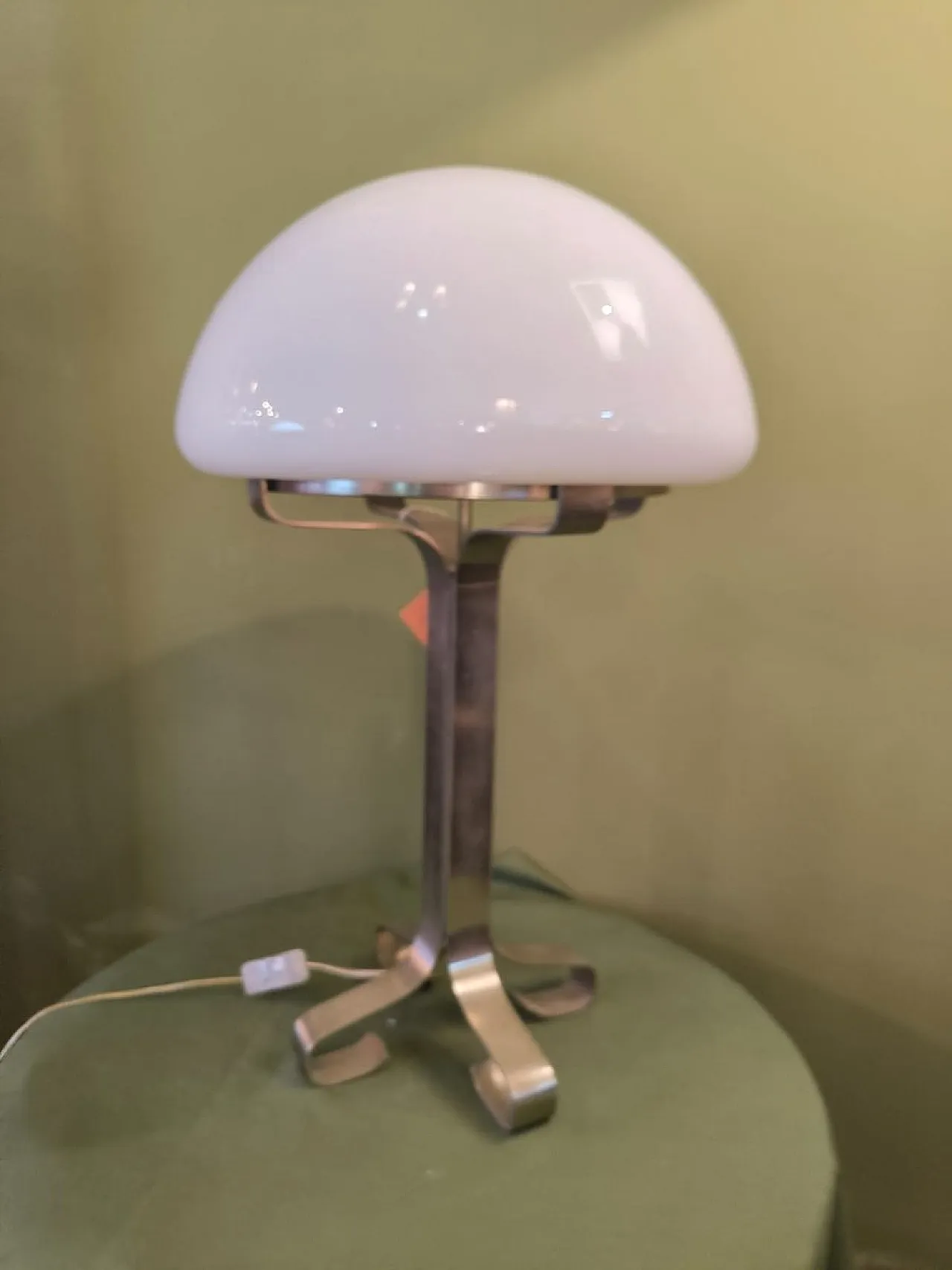 Steel and opal glass lamp, 1970s 8