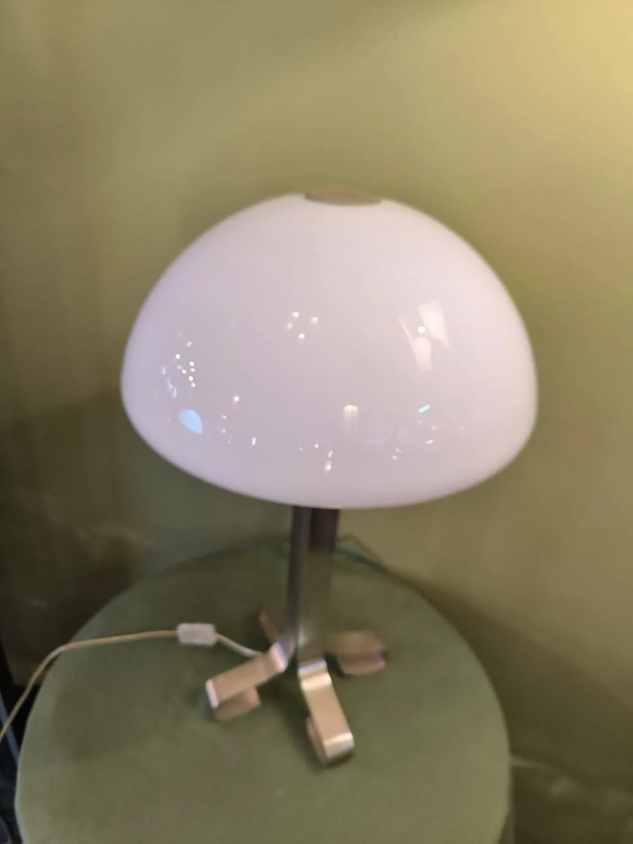 Steel and opal glass lamp, 1970s 9