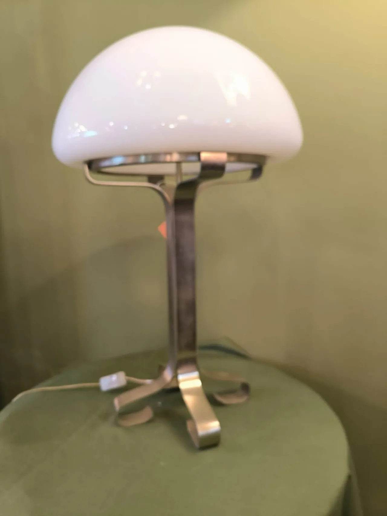 Steel and opal glass lamp, 1970s 10