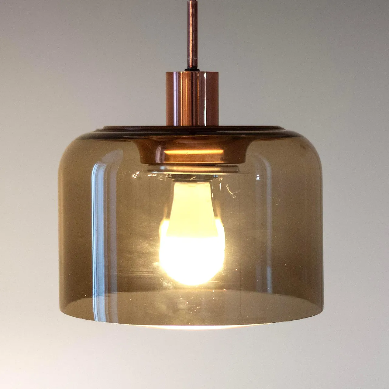 Smoked glass pendant lamp, 70s 1
