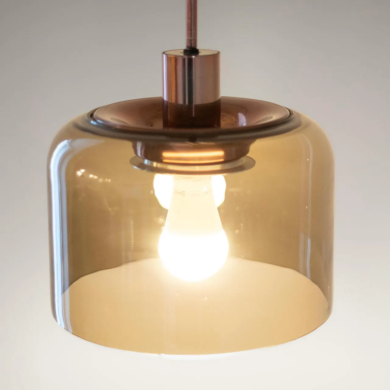 Smoked glass pendant lamp, 70s 4
