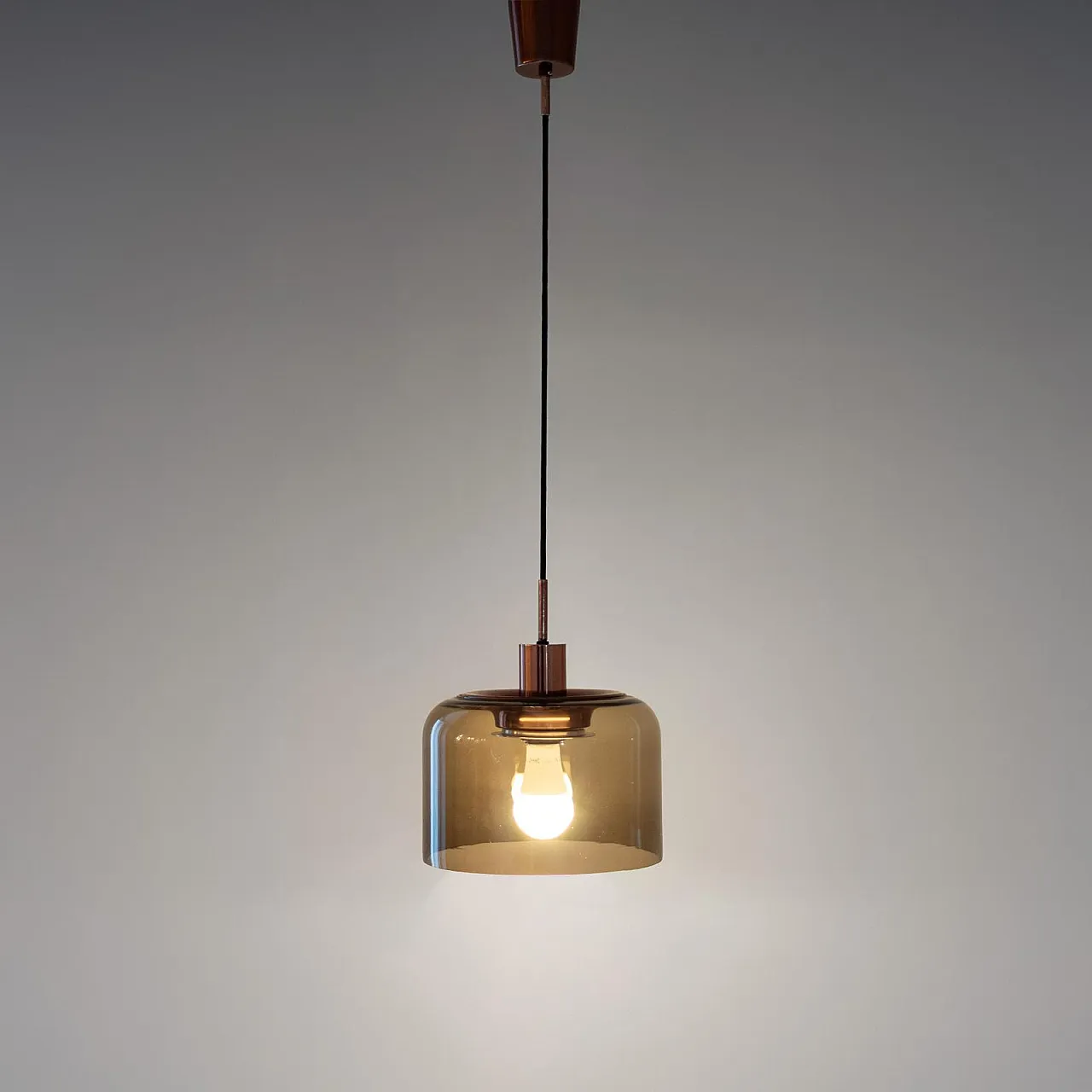 Smoked glass pendant lamp, 70s 10
