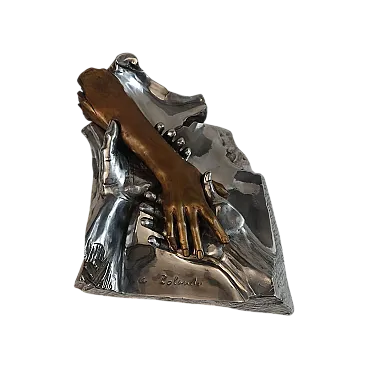 Basso rilievo in bronzo argentato firmato, anni '90