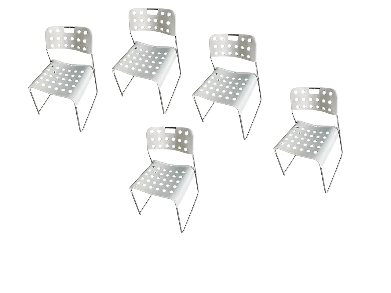 White Metal Omkstak Chairs from Bieffeplast, 1970s, Set of 5 10
