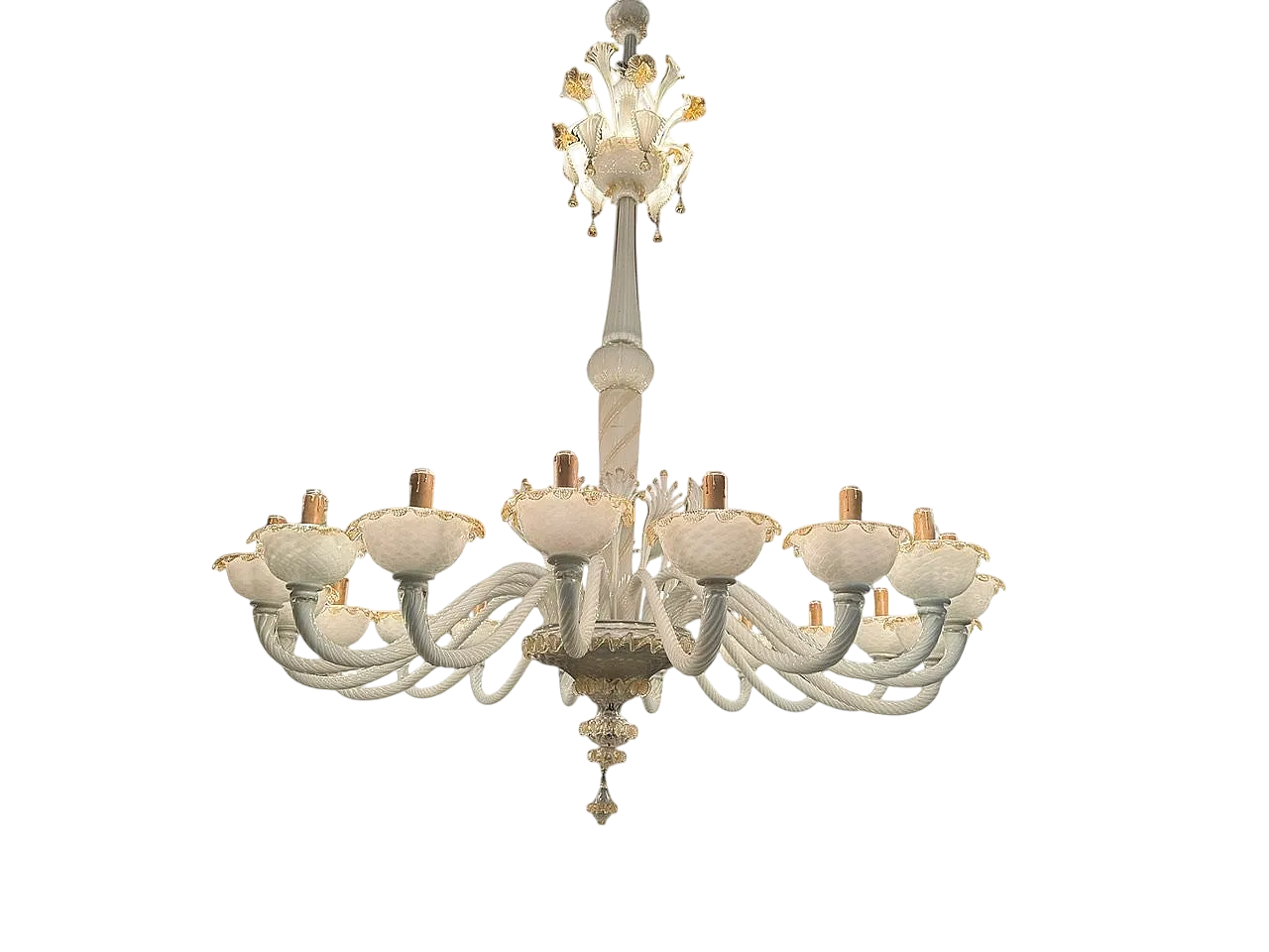 Large Venetian Murano Glass Chandelier by Paolo Venini for Maestri di 17