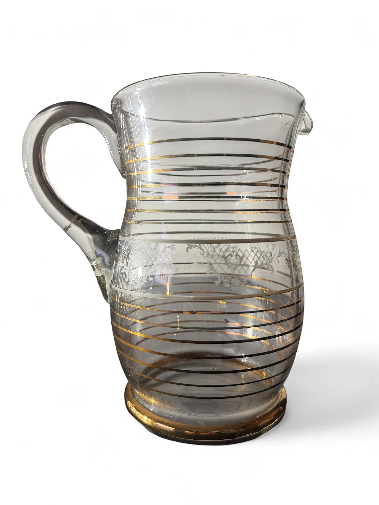 Brocca e 5 bicchieri filo oro zecchino, anni '70 3