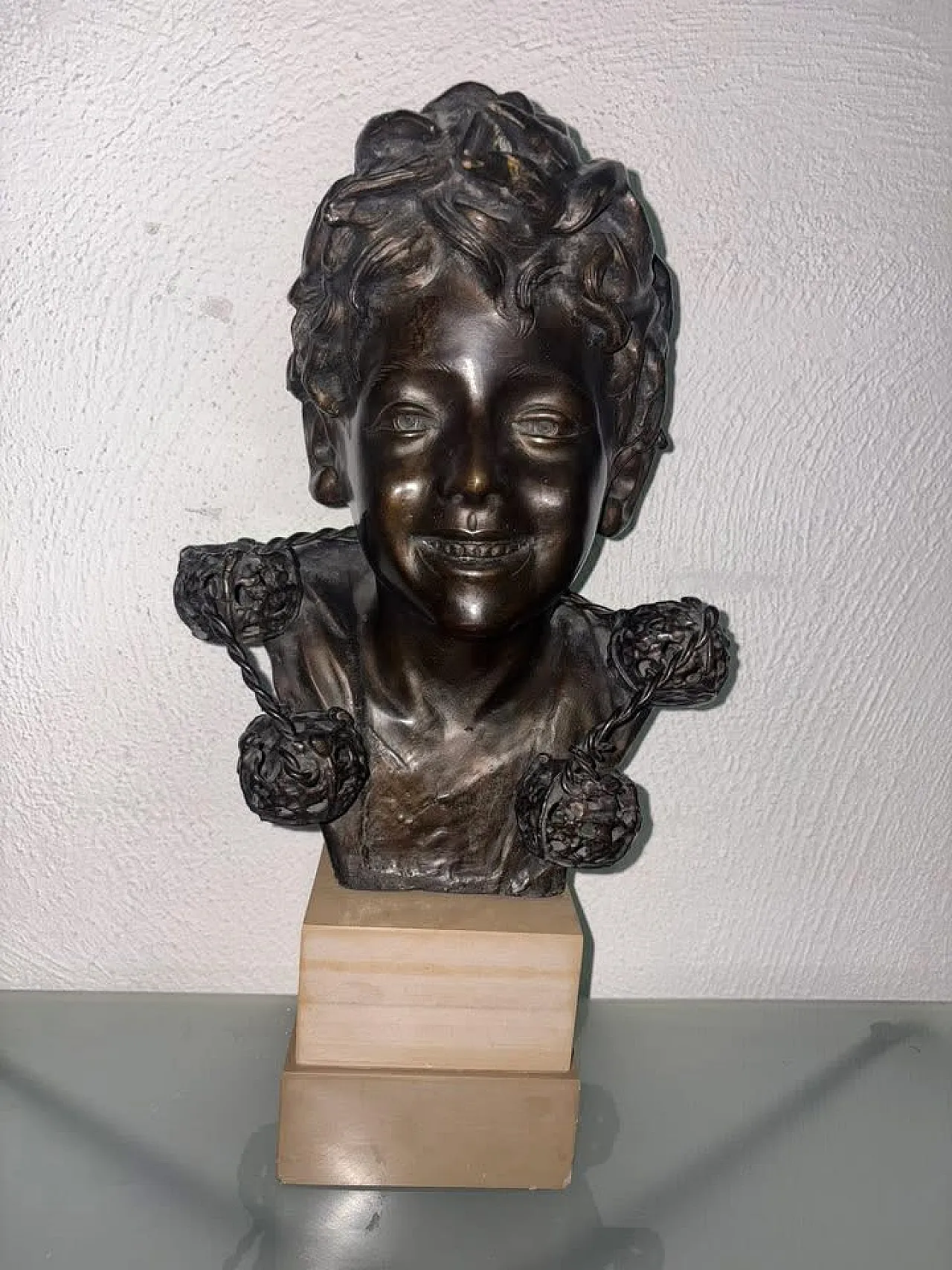 Busto napoletano in bronzo Scugnizzo di De Martino, 70s 1
