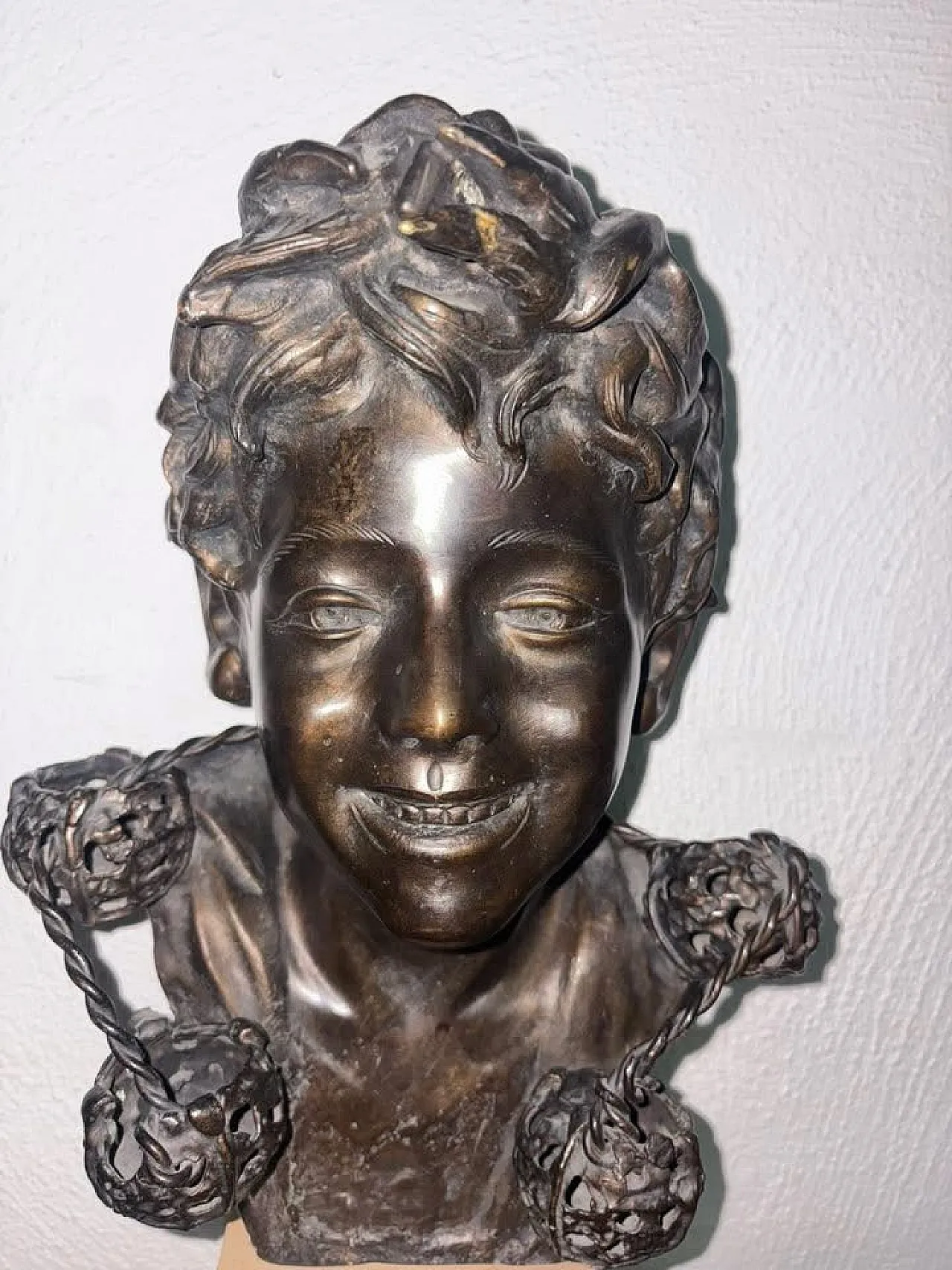 Busto napoletano in bronzo Scugnizzo di De Martino, 70s 2