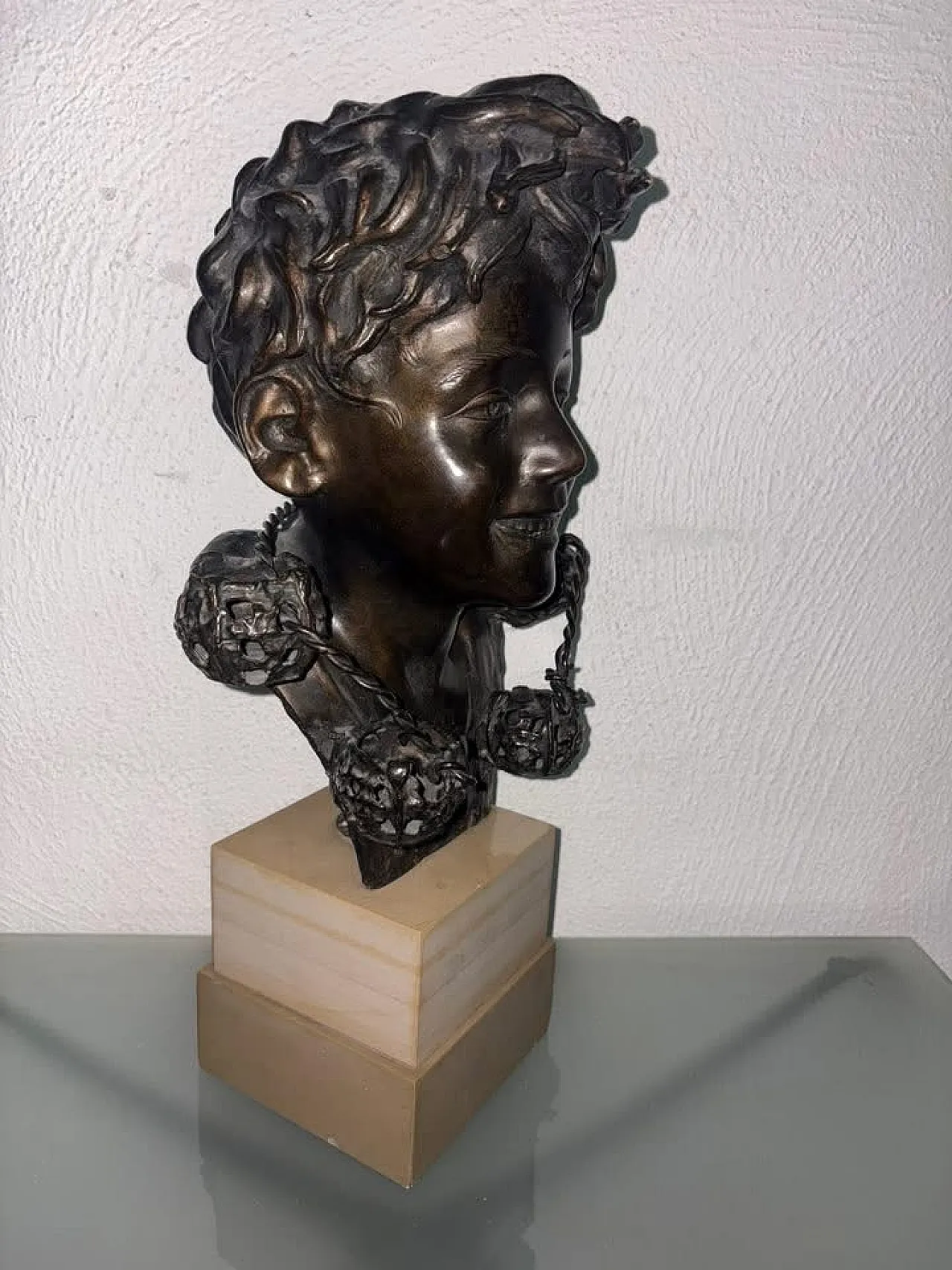 Busto napoletano in bronzo Scugnizzo di De Martino, 70s 3