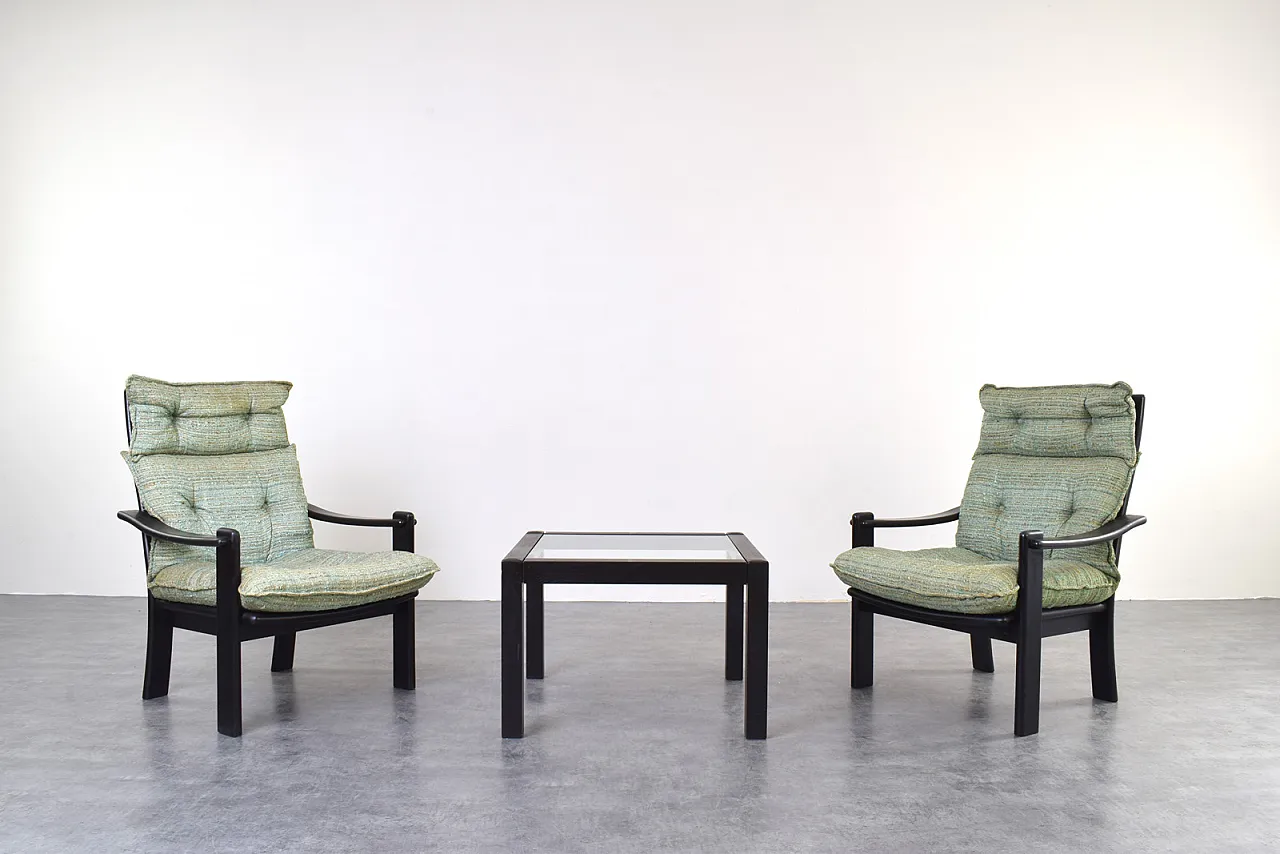 Poltrone e tavolino da caffè Mid-Century, danesi, anni '70 1