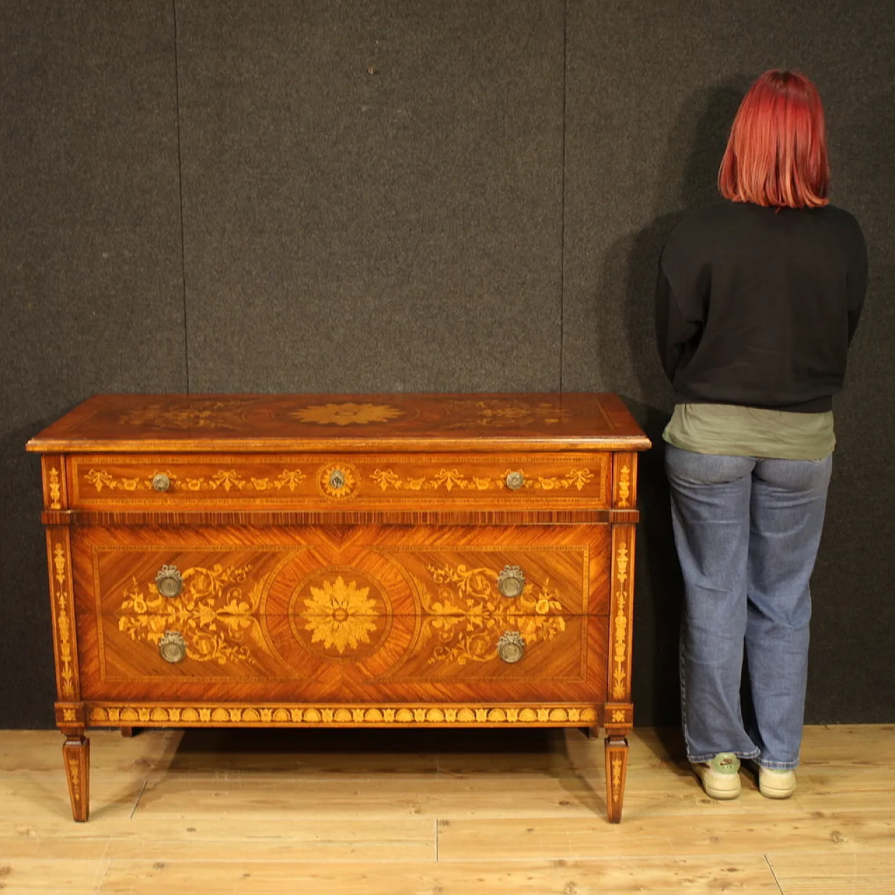 Italian inlaid chest of drawers in Louis XVI style, 20th century 2