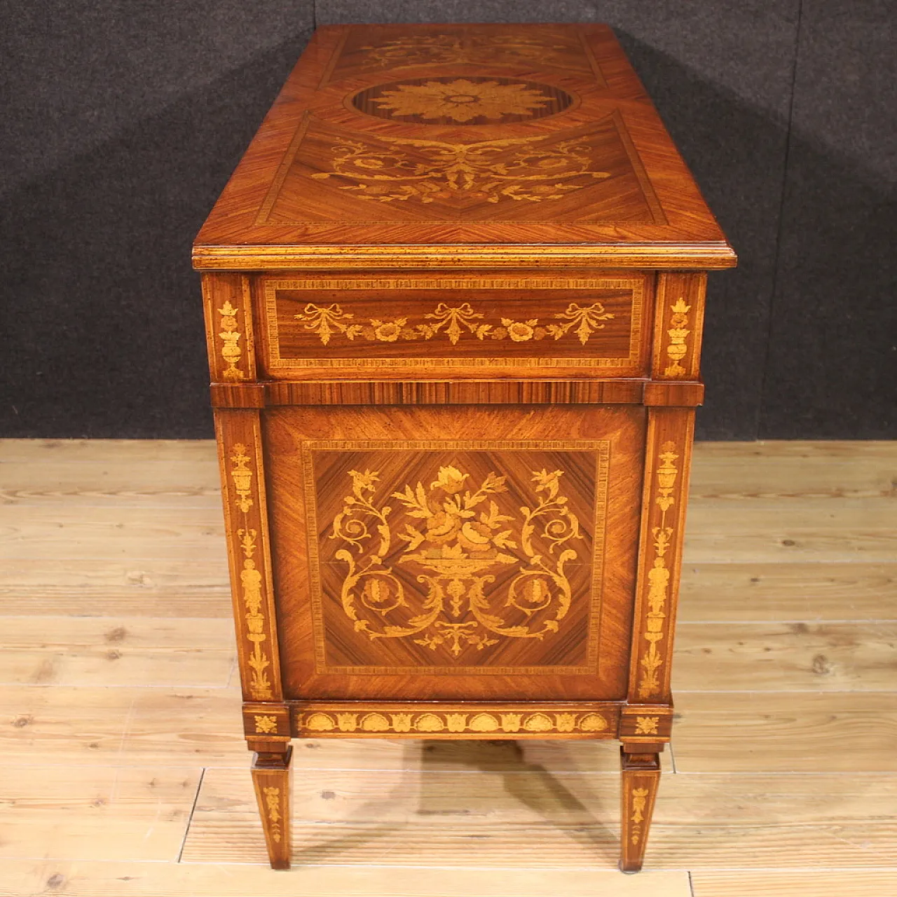 Italian inlaid chest of drawers in Louis XVI style, 20th century 7