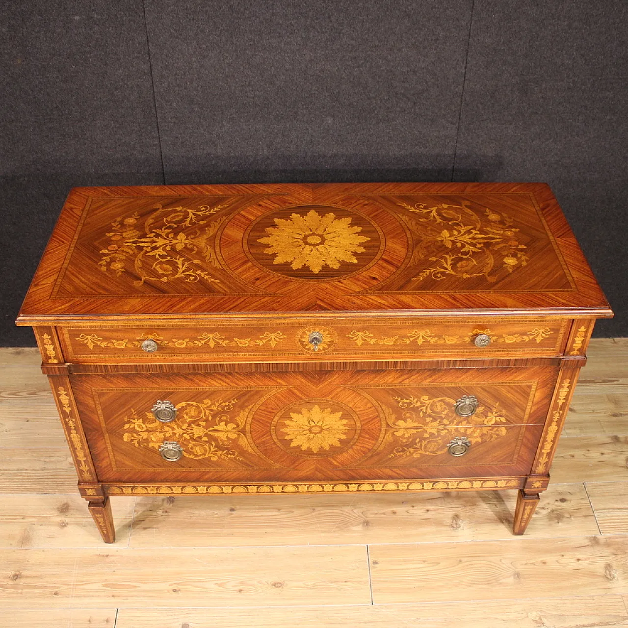 Italian inlaid chest of drawers in Louis XVI style, 20th century 9