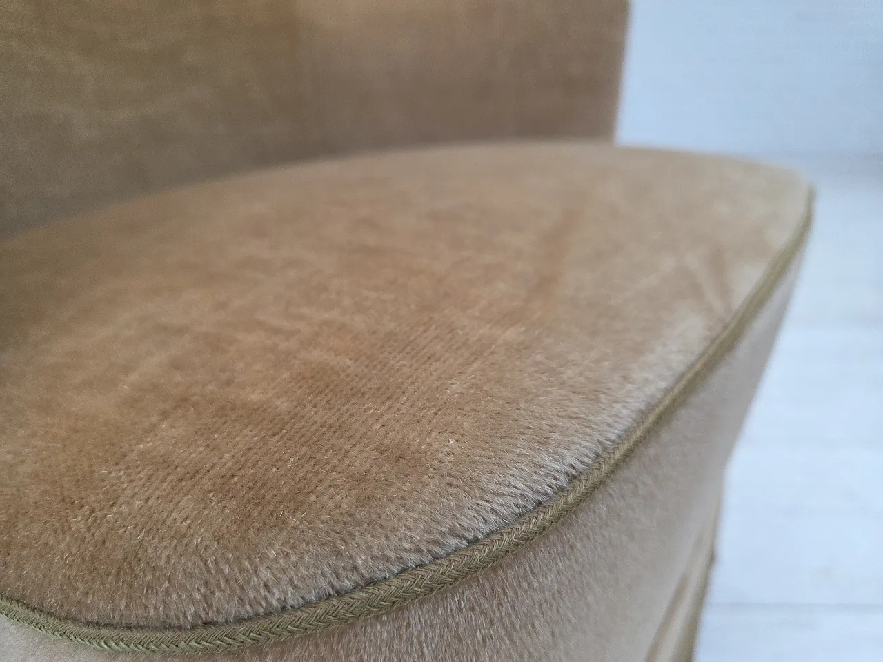 Danish armchair, light green velour, 1970s 4