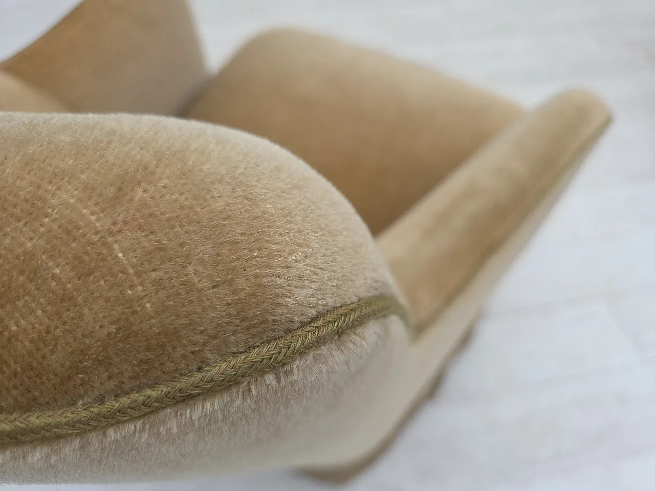 Danish armchair, light green velour, 1970s 11