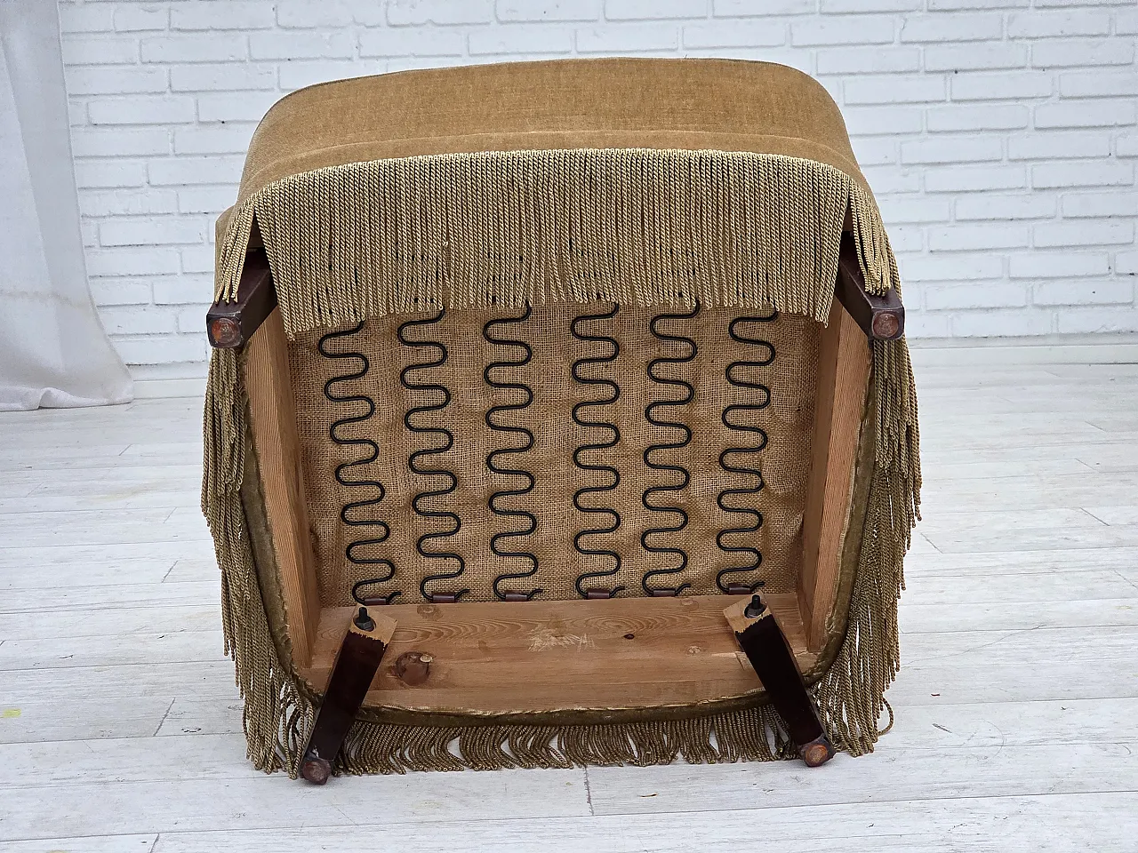 Danish armchair, light green velour, 1970s 19