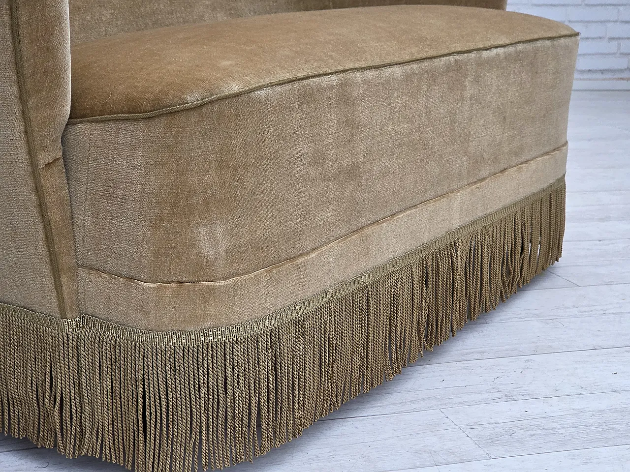 Danish 2-seater sofa, light green velour, 1970s 4