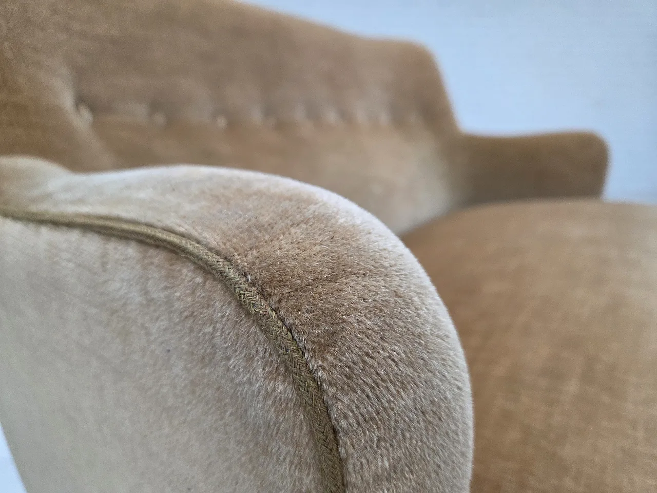 Danish 2-seater sofa, light green velour, 1970s 6