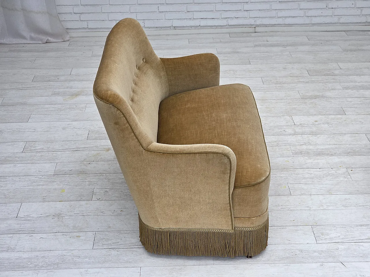 Danish 2-seater sofa, light green velour, 1970s 9