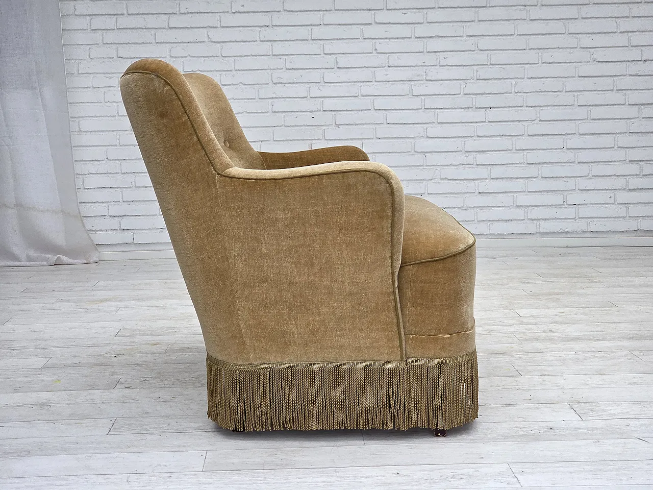 Danish 2-seater sofa, light green velour, 1970s 10