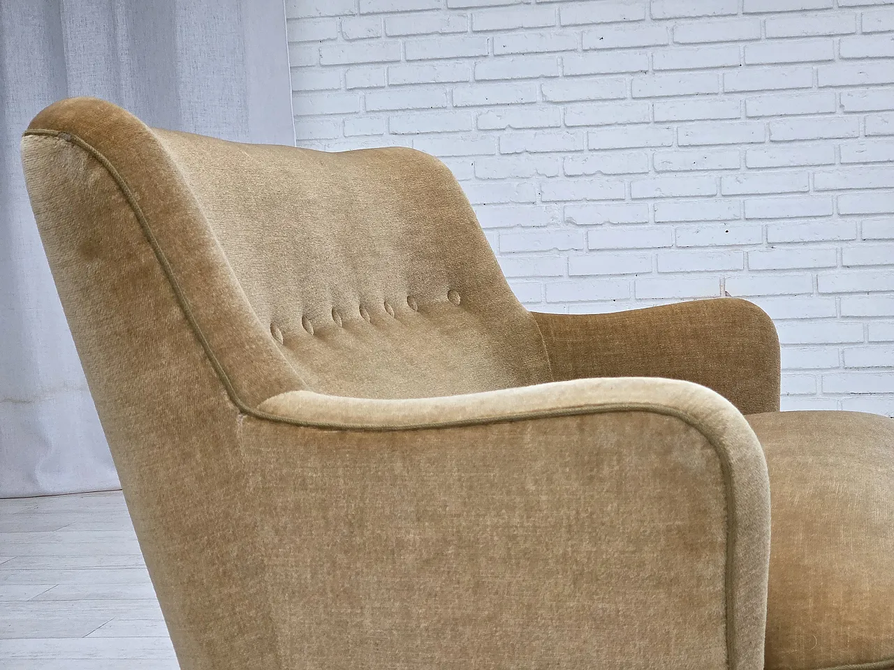 Danish 2-seater sofa, light green velour, 1970s 11