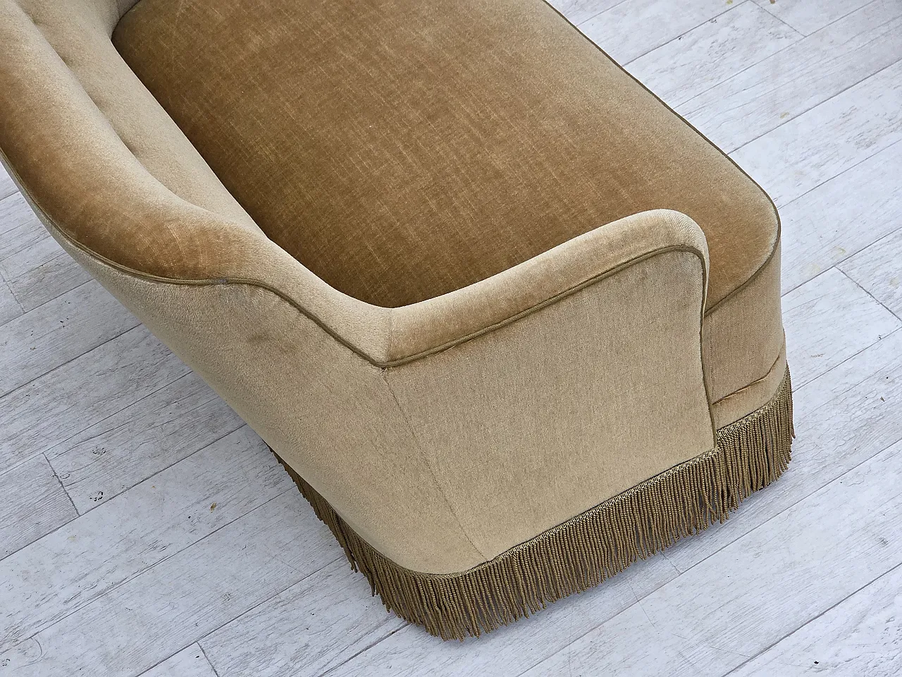 Danish 2-seater sofa, light green velour, 1970s 12