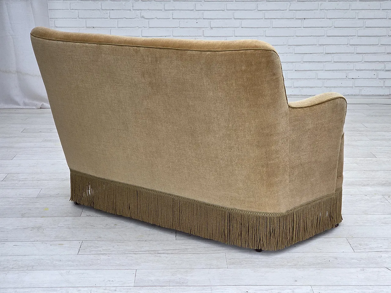 Danish 2-seater sofa, light green velour, 1970s 13