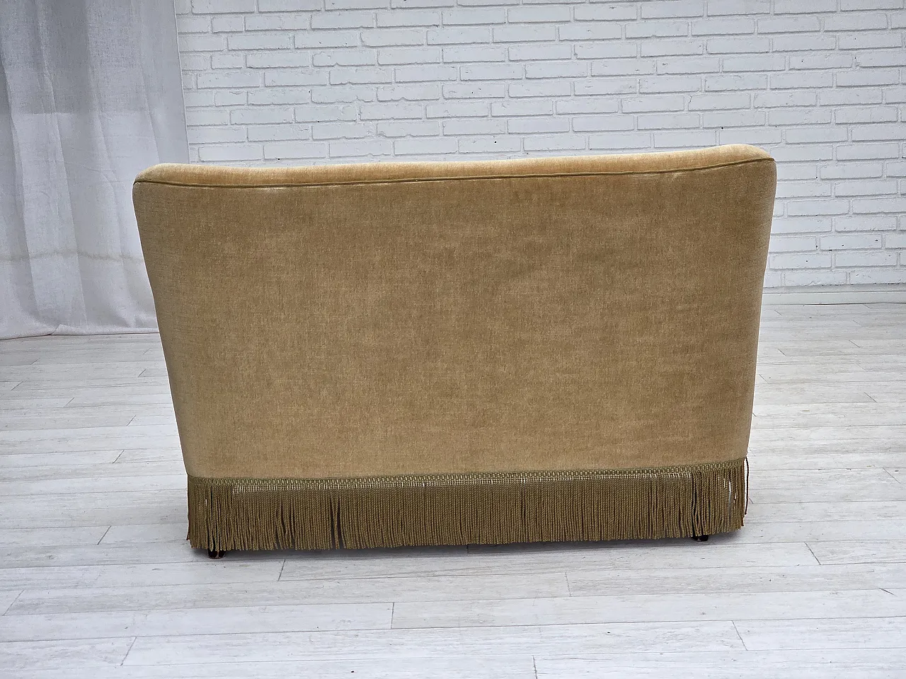 Danish 2-seater sofa, light green velour, 1970s 14